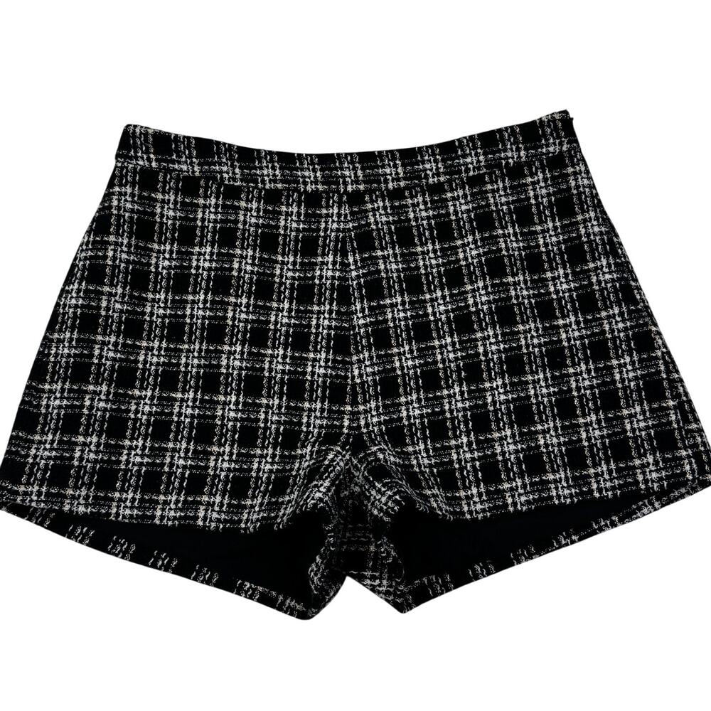 AQUA Plaid Textured Preppy Tweed Flat Front Dressy Shorts Women's Size XL